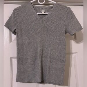 Heather Gray Short Sleeve V-Neck Top